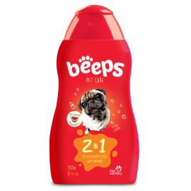 BEEPS Șampon 2 în 1 pentru Câini și Pisici, Curățare și Hidratare Blândă, cu Extract de Ovaz, 502ml