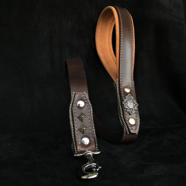 BESTIA DOG GEAR Aztec Maro, Lesa din Piele Pentru Caini Talie Mare, 90cm | 3cm