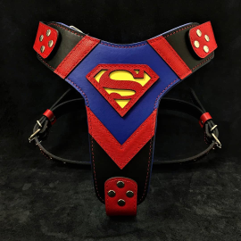 BESTIA DOG GEAR "Superman", Ham din Piele Pentru Caini, Marime M 50-75cm