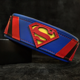BESTIA DOG GEAR Superman, Zgarda Piele Pentru Caini, Marime L 50-60cm