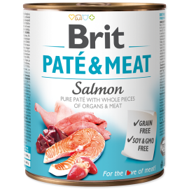 BRIT PATE & MEAT Somon, Conserva Hrana Umeda Caine (bucati carne in pateu) 800g