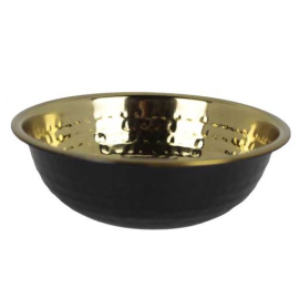 CHADOG Castron Hrana / Apa, Inox Negru, Antiderapant, Interior Auriu, 2.63Litri