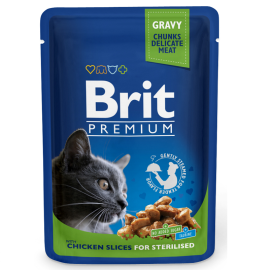 BRIT PREMIUM Sterelised, Pui, Plic Hrana Umeda Pisici Sterilizate (bucatele carne in sos) 100g