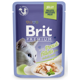 BRIT PREMIUM DELICATE, Pastrav, Plic Hrana Umeda Pisici (file carne in aspic) 85g