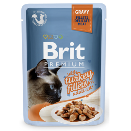 BRIT PREMIUM DELICATE, Curcan, Plic Hrana Umeda Pisici (file carne in sos) 85g