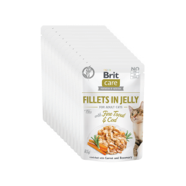 BRIT CARE Fillet in Jelly, cu Pastrav si Cod, Plic Hrana Umeda, Fara Cereale,  Pisici (file in sos) 85g