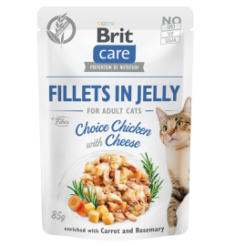 BRIT CARE Fillet in Jelly, cu Pui si Branza, Plic Hrana Umeda, Fara Cereale,  Pisici (file in aspic) 85g