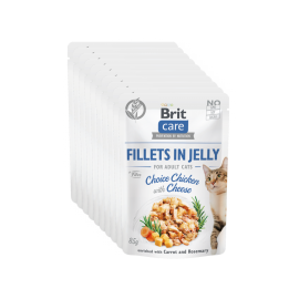 BRIT CARE Fillet in Jelly, cu Pui si Branza, Plic Hrana Umeda, Fara Cereale,  Pisici (file in aspic) 85g