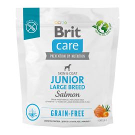 BRIT CARE Grain-Free Junior Large Breed, cu Somon, Hrană Uscată Fără Cereale pentru Cățeluși din Rase Mari, Piele & Blană Sănătoase, Articulații Protejate, 1kg