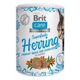 BRIT CARE Snack Superfruits cu Hering si Catina, Recompense Fără Cereale pentru Pisici Sterilizate, 100g