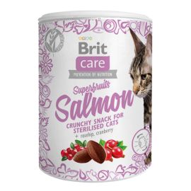 BRIT CARE Snack Superfruits cu Somon si Macese, Recompense Fără Cereale pentru Pisici Sterilizate, 100g