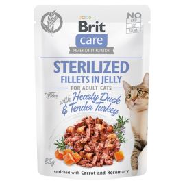 BRIT CARE Sterilized Fillet in Jelly, cu Rata si Curcan, Plic Hrana Umeda, Fara Cereale,  Pisici Sterilizate (file in aspic) 85g