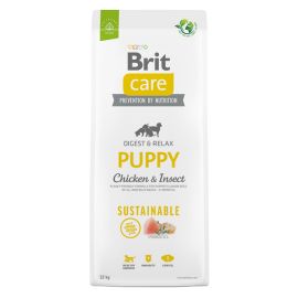 BRIT CARE Sustainable Puppy, cu Pui și Insecte, Hrană Uscată Sustenabilă pentru Catei Juniori, Sistem Digestiv Sănătos, 12kg