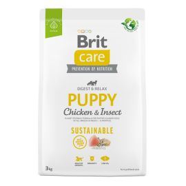 BRIT CARE Sustainable Puppy, cu Pui și Insecte, Hrană Uscată Sustenabilă pentru Catei Juniori, Sistem Digestiv Sănătos, 3kg