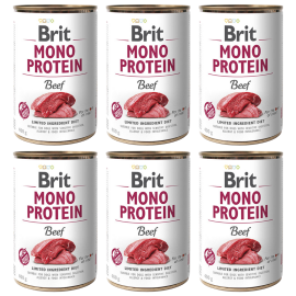 BRIT MONO PROTEIN Vita, Set Conserve Hrana Umeda Monoproteica Caine, Digestie Sensibila | Alergii,  (pateu)  6x400g