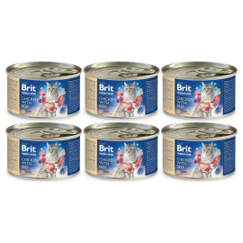 BRIT PREMIUM By Nature Adult, Pui si Vita, Bax Conserve Hrana Umeda Fara Cereale, Pisici (pate cremos), 6x200g