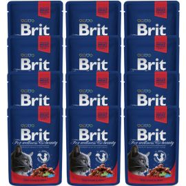 BRIT PREMIUM, Vita, Set Plicuri Hrana Umeda Pisici (bucatele carne in sos) 12x100g