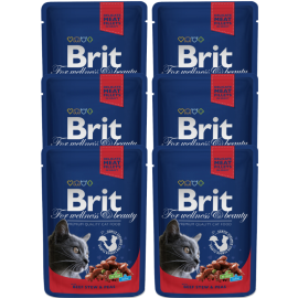 BRIT PREMIUM, Vita, Set Plicuri Hrana Umeda Pisici (bucatele carne in sos) 6x100g