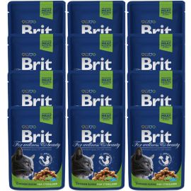 BRIT PREMIUM Sterelised, Pui, Set Plicuri Hrana Umeda Pisici Sterilizate (bucatele carne in sos) 12x100g