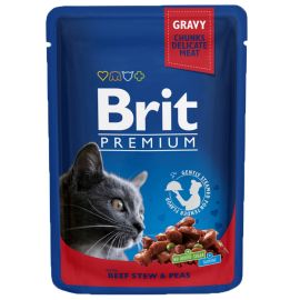 BRIT PREMIUM, Vita si Mazare, Plic Hrana Umeda Pisici (bucatele carne in sos) 100g