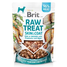 BRIT Raw Treat Skin & Coat cu Pește și Pui 40 g, Recompensă Liofilizată pentru Piele Sănătoasă și Blană Strălucitoare la Câini, 40g