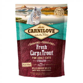 CARNILOVE CAT cu Crap si Pastrav Pisici Sterilizate 400g