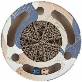 Carton de Zgariat Rotund, cu Catnip si Circuit cu 2 Mingi, Pentru Pisici, 33x5.5cm