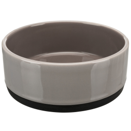 Castron Ceramic Pentru Caini, Antiderapant, Taupe, 400ml | Diametru 12cm