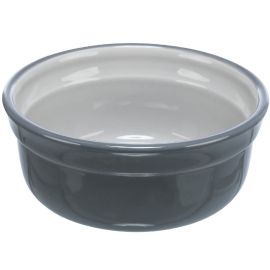 Castron Ceramic Pentru Caini si Pisici, Gri / Gri Deschis, 250ml | Diametru 13cm