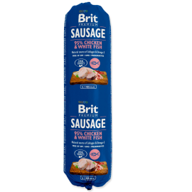 BRIT PREMIUM, Pui si Peste Alb, Salam Pentru Caini, (95% carne), 800g