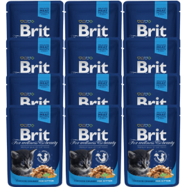 BRIT PREMIUM Kitten, Pui, Set Plicuri Hrana Umeda Pisici Junior (bucatele carne in sos) 6x100g
