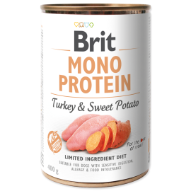 BRIT MONO PROTEIN Curcan si Cartofi Dulci, Conserva Hrana Umeda Monoproteica Caine, Digestie Sensibila | Alergii,  (pateu) 400g
