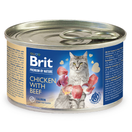 BRIT PREMIUM By Nature Adult, Pui si Vita, Conserva Hrana Umeda Fara Cereale, Pisici (pate cremos), 200g