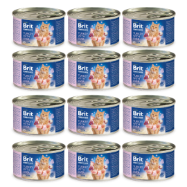 BRIT PREMIUM By Nature Adult, Curcan si Ficat, Bax Conserve Hrana Umeda Fara Cereale, Pisici (pate cremos), 12x200g
