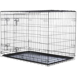 Cusca Metalica Pliabila Neagra Pentru Caini, 2 Usi de Acces, Marime XL 116x77x86cm