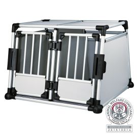 Cusca Transport Auto Caini, Aluminiu, 2 Compartimente cu Perete Despartitor Detasabil, 95x88x69cm
