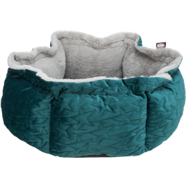 ESTELLE Culcus Rotund cu Pereti Inalti Pentru Caini Talie Mica si Pisici, Verde si Gri, 50cm