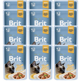 BRIT PREMIUM DELICATE, Ton, Set Plicuri Hrana Umeda Pisici (file carne in sos) 12x85g