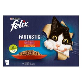 FELIX Fantastic , cu Vita si Pui in Aspic, Multipack Plicuri Hrana Umeda Pentru Pisici Adulte, 4x85g
