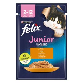 FELIX Fantastic Kitten, cu Pui in Aspic, Plic Hrana Umeda Pentru Pisici Junioare, 85g