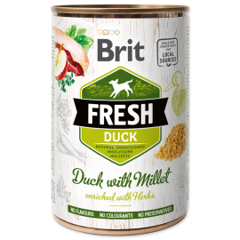 BRIT FRESH Rata si Mei, Conserva Hrana Umeda Caine (bucati carne in pateu) 400g