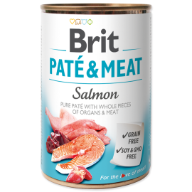 BRIT PATE & MEAT Somon, Conserva Hrana Umeda Caine (bucati carne in pateu) 400g