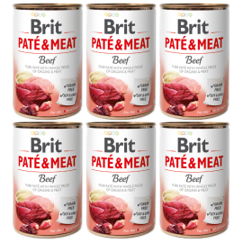 BRIT PATE & MEAT Vita, Bax Conserva Hrana Umeda Caine (bucati carne in pateu) 6x400g