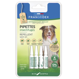 FRANCODEX Green Products, Pipete Antiparazitare, cu Efect Repelent, Pentru Caini de Talie Mare , 4x2ml
