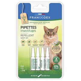 FRANCODEX Green Products, Pipete Antiparazitare, cu Efect Repelent, Pentru Pisici, 4x1ml