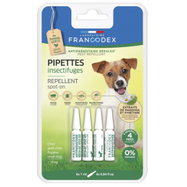 FRANCODEX Green Products, Pipete Antiparazitare, cu Efect Repelent, Pentru Pui de Catel sau Adulti de Talie Mica , 4x1ml