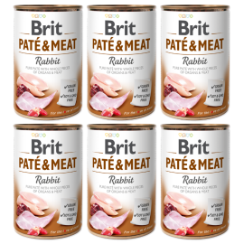BRIT PATE & MEAT Iepure, Bax Conserva Hrana Umeda Caine (bucati carne in pateu) 6x400g