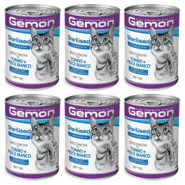 GEMON Cat Sterelised cu Ton si Peste Oceanic – Conserva Hrană Umedă pentru Pisici Sterilizate (bucatele in sos), 415g