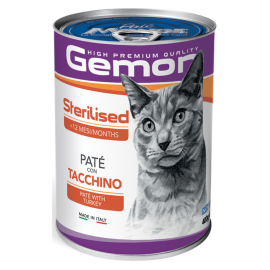 GEMON Cat Sterilised, Paté cu Curcan – Conserva Hrană Umedă Completă pentru Pisici Sterilizate, 400g