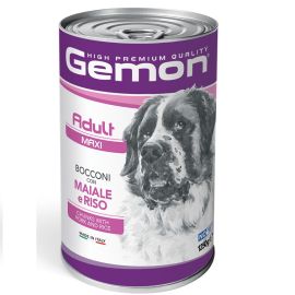 GEMON Maxi Adult, cu Porc si Orez – Conserva Hrană Umedă pentru Câini de Talie Mare, 1250g